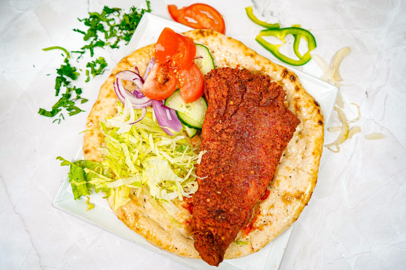 Masala fish on naan