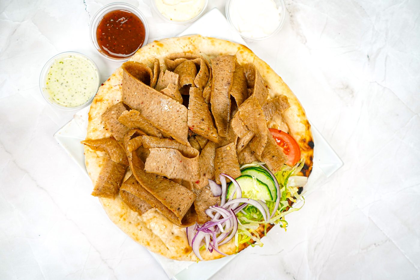 Lamb doner kebab on naan